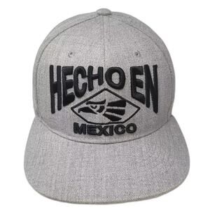 Big Bear Snapback Hat Gray Black OS Mexico Eagle Embroidered Flat Brim Raised